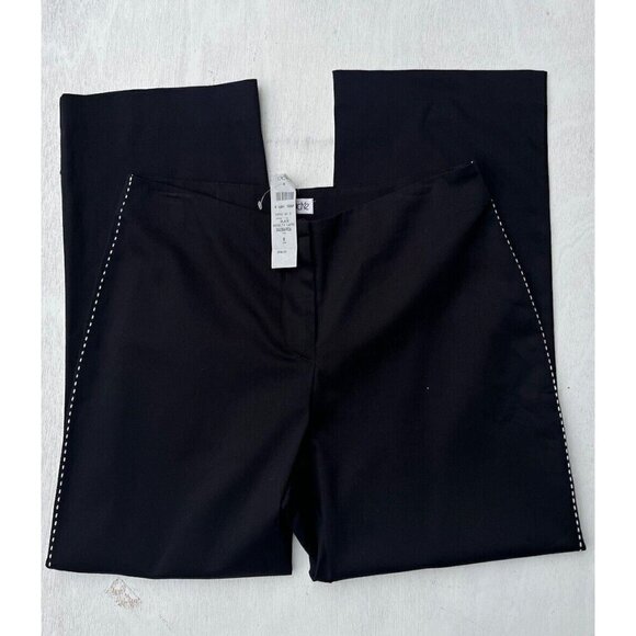 Cache Women's Black Floral Straight Leg Dress Pants Size 8 - Picture 12 of 12